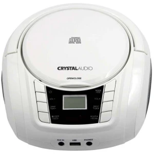 Το φορητό ηχοσύστημα Crystal Audio BMBU2W λευκό διαθέτει φωτεινή οθόνη ενδείξεων LCD, θύρα AUX 3.5 mm για σύνδεση με εξωτερική φορητή πηγή ήχου και θύρα Phones για ακουστικά.