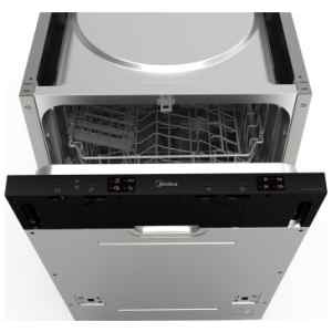 Πλυντήριο πιάτων Midea MID60S130 με χωρητικότητα 14 σερβίτσια, με 3o ράφι για μαχαιροπίρουνα αλλά και καλάθι, 4 προγράμματα (συμπ. Προγραμμα Intensive/Eco/Rapid 30’/90′), δυνατότητα πλύσης με μισό φορτίο και τέλειο στέγνωμα με αυτόματο άνοιγμα της πόρτας με το τέλος της πλύσης.