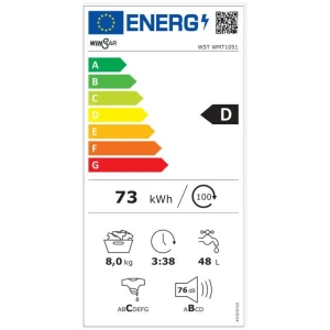 Το πλυντήριο ρούχων Winstar WST WMT1051, έχει χωρητικότητα κάδου κατάλληλη για έως και 8 κιλά άπλυτων ρούχων, και μπορεί να καλύψει τις ανάγκες μιας τετραμελούς οικογένειας. Είναι εμπρόσθιας φόρτωσης, δηλαδή η φόρτωση των ρούχων γίνεται από την πόρτα στο μπροστινό μέρος της συσκευής, που αποτελεί και τον πιο κοινό τύπο πλυντηρίων.