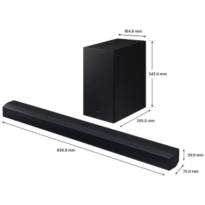 Η ηχομπάρα Soundbar Samsung HW-C450 έχει τεχνολογία DTS Virtual:X χρησιμοποιεί τεχνικές επεξεργασίας του ήχου για να δημιουργήσει ένα ευρύ τρισδιάστατο ηχητικό πεδίο, δίνοντας την αίσθηση ανοδικής κατεύθυνσης του ήχου.