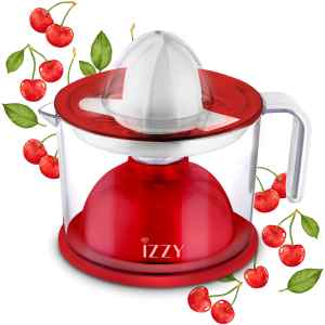 Ηλεκτρικός στίφτης Izzy Cherries με ισχύς 60 Watt, χωρητικότητα κανάτας 1lt, 2 αποσπώμενοι κώνοι για μικρά και μεγάλα εσπεριδοειδή, διπλό φίλτρο με ρυθμιζόμενο ρυθμιστή πολτού, διπλή κατεύθυνση περιστροφής κώνου, ένδειξη στάθμης χυμού, προστατευτικό καπάκι και αποθήκευση καλωδίου.