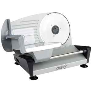 Κόφτης αλλαντικών Camry CR 4702 συμπαγής, μεταλλικός κόφτης τροφίμων εξοπλισμένος με βαση από ανοξείδωτο χάλυβα και αφαιρούμενο εργαλείο ώθησης. Το υψηλής ποιότητας μαχαίρι από ανοξείδωτο χάλυβα σας επιτρέπει να κόβετε τα αλλαντικά σε λεπτές φέτες καθώς και να έχετε μια σημαντική φέτα ψωμί. Το πάχος της φέτας μπορεί να ρυθμιστεί ελεύθερα. Είναι ακόμα πιο εύκολο χάρη σε μια ορατή ένδειξη. Νέα βελτιωμένη έκδοση.