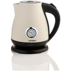 Ο βραστήρας Gruppe HHB1782B Ivory διαθέτει ισχύ 2200 Watt και χωρητικότητα 1.7 λίτρα. Μπορεί να σας προσφέρει έως και 8 φλιτζάνια ζεστού νερού. Αποτελεί έναν πολύ χρήσιμο βοηθό για την κουζίνα σας, καθώς ζεσταίνει το νερό σε μικρότερο χρονικό διάστημα, σε σχέση με ένα γκαζάκι ή μια εστία. Έτσι μπορείτε να φτιάξετε πολύ γρήγορα ένα ζεστό ρόφημα ή ακόμα και να τον χρησιμοποιήσετε στις μαγειρικές σας παρασκευές. Διαθέτει κανάτα η οποία εξωτερικά είναι κατασκευασμένη από ανοξείδωτο ατσάλι, που προσφέρει μεγαλύτερη αντοχή και ανθεκτικότητα στη χρήση και τον χρόνο, ενώ παράλληλα καθαρίζεται εύκολα.