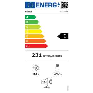 Ψυγειοκαταψύκτης Morris T73329EBN Inox με χωρητικότητα 330 λίτρα, που μπορεί να καλύψει άνετα τις ανάγκες ενός ζευγαριού ή και μιας οικογένειας 3 ατόμων.