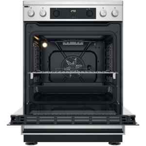 Η κουζίνα Whirlpool WS68V8CCXT Inox διαθέτει κεραμικές εστίες που έχουν λεία και γυάλινη επιφάνεια η οποία όταν θερμαίνεται αλλάζει σε κόκκινο χρώμα. Το πλεονέκτημα των κεραμικών εστιών είναι ότι θερμαίνονται πολύ γρήγορα και καθαρίζονται πιο εύκολα από τις εμαγιέ (κλασικές), αλλά ο καθαρισμός τους θέλει προσοχή καθώς χαράζονται σχετικά εύκολα και χρειάζεται ειδικό απορρυπαντικό.