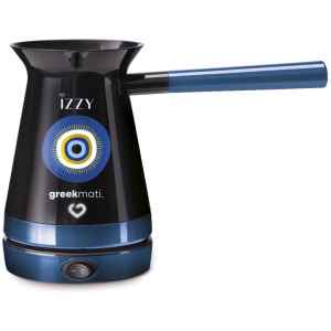 Ηλεκτρικό μπρίκι Izzy Greek Mati 224282 έχει ισχύς 800 watt, με χωρητικότητα 4 κούπες, δοχείο νερού 250 ml, με ανοξείδωτη εσωτερική βάση, ζεστό νερό για κάθε ρόφημα, αντιθερμικά τοιχώματα, αποσπώμενη περιστρεφόμενη βάση 360° και με λυχνία λειτουργίας On / Off.