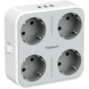 Με το πολύπριζο 4 θέσεων Tessan TS-302-DE αποκτήστε τη δυνατότητα να τροφοδοτείτε άνετα έως και 7 συσκευές ταυτόχρονα. Η πρίζα τοίχου Tessan είναι εξοπλισμένη με 4 πρίζες AC και 3 θύρες USB-A. Είναι συμβατό με τις πιο συχνά χρησιμοποιούμενες συσκευές και διασφαλίζει την ασφαλή χρήση. Προσφέρει επίσης έναν ειδικό διακόπτη που θα σας επιτρέψει να ενεργοποιείτε ή να απενεργοποιείτε ανά πάσα στιγμή. Η υποδοχή δεν θα πιάνει πολύ χώρο - οι διαστάσεις της είναι μόνο 11 x 11 x 4 cm. Αυτό θα σας βοηθήσει να εξοικονομήσετε χώρο!
