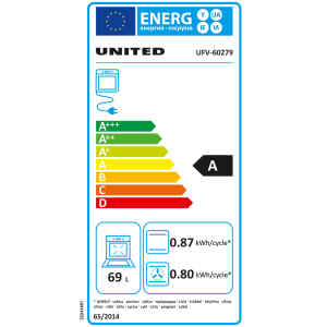 Κουζίνα United UFV-60279 Inox, με 4 κεραμικές εστίες, φούρνο με χωρητικότητα 69lt και ενεργειακή κλάση A.