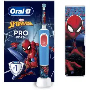 Η ηλεκτρική οδοντόβουρτσα Oral-B Vitality Pro Kids Spiderman μπλέ είναι η απόλυτη επιλογή για την οδοντική υγιεινή των παιδιών ηλικίας 3+. Η προηγμένη επαναφορτιζόμενη ηλεκτρική οδοντόβουρτσα διαθέτει στρογγυλή κεφαλή και μαλακές ίνες, προσφέροντας απαλό καθαρισμό για τα παιδικά στόματα.