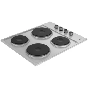 Εντοιχιζόμενη εστία εμαγιέ Beko HIGE 64100 X, με 4 ζώνες μαγειρέματος.