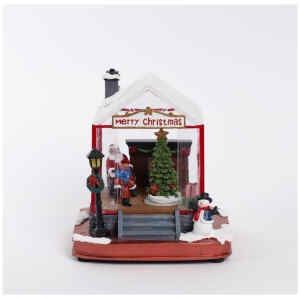 Eurolamp Χριστουγεννιάτικο Σπιτάκι με Άγιο Βασίλη και τζάκι 600-47712
