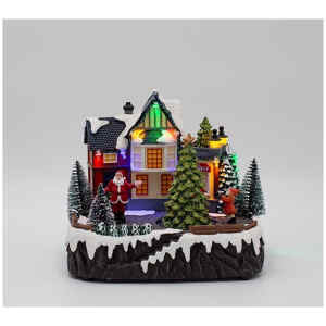 Eurolamp Χριστουγεννιάτικο Φωτιζόμενο Διακοσμητικό Χωριό Μπαταρίας με Κίνηση 600-47933