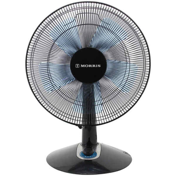 Ανεμιστήρας επιτραπέζιος Morris MFT16227 16'' με 4 ταχύτητες λειτουργίας (1-2-3- silent), ισχυρό και αθόρυβο μοτέρ χαλκού για υψηλή αντοχή ισχύος 60W, φωτισμό LED στο διακόπτη λειτουργίας, αθόρυβη λειτουργία 38db, λειτουργία περιστροφής και δυνατότητα ρύθμισης ως προς τον οριζόντιο άξονα.