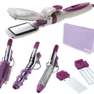 Ισιωτική πρέσα μαλλιών Babyliss 2020CE Fun Style Multi Styler 8 σε 1 με ισχύ 16W, με 18 εξαρτήματα για πολλές επιλογές χτενισμάτων, με μοναδικό σύστημα 2 σε 1 για αλλαγή πλακών, ισιωτικές κεραμικές πλάκες και μέγιστη θερμοκρασία 145°C.