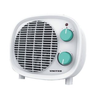 Αερόθερμο δαπέδου United UHF-861 με 2 ρυθμίσεις θέρμανσης, 1000 Watt και 2000 Watt, με λειτουργία ψυχρής ριπής αέρα, λειτουργία μέσω ρυθμιζόμενου θερμοστάτη χώρου, σύστημα προστασίας από υπερθέρμανση, ενδεικτική λυχνία λειτουργίας και με 2 χρόνια εγγύηση.