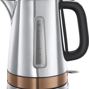 Ο βραστήρας Russell Hobbs Luna Copper, διαθέτει ισχύ 2400 Watt και χωρητικότητα 1.7 λίτρα. Μπορεί να σας προσφέρει έως και 8 φλιτζάνια ζεστού νερού. Αποτελεί έναν πολύ χρήσιμο βοηθό για την κουζίνα σας, καθώς ζεσταίνει το νερό σε μικρότερο χρονικό διάστημα, σε σχέση με ένα γκαζάκι ή μια εστία. Έτσι μπορείτε να φτιάξετε πολύ γρήγορα ένα ζεστό ρόφημα ή ακόμα και να τον χρησιμοποιήσετε στις μαγειρικές σας παρασκευές. Διαθέτει κανάτα η οποία εξωτερικά είναι κατασκευασμένη από ανοξείδωτο ατσάλι, που προσφέρει μεγαλύτερη αντοχή και ανθεκτικότητα στη χρήση και τον χρόνο, ενώ παράλληλα καθαρίζεται εύκολα.