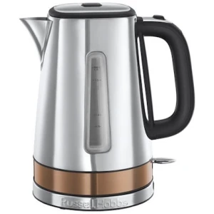 Ο βραστήρας Russell Hobbs Luna Copper, διαθέτει ισχύ 2400 Watt και χωρητικότητα 1.7 λίτρα. Μπορεί να σας προσφέρει έως και 8 φλιτζάνια ζεστού νερού. Αποτελεί έναν πολύ χρήσιμο βοηθό για την κουζίνα σας, καθώς ζεσταίνει το νερό σε μικρότερο χρονικό διάστημα, σε σχέση με ένα γκαζάκι ή μια εστία. Έτσι μπορείτε να φτιάξετε πολύ γρήγορα ένα ζεστό ρόφημα ή ακόμα και να τον χρησιμοποιήσετε στις μαγειρικές σας παρασκευές. Διαθέτει κανάτα η οποία εξωτερικά είναι κατασκευασμένη από ανοξείδωτο ατσάλι, που προσφέρει μεγαλύτερη αντοχή και ανθεκτικότητα στη χρήση και τον χρόνο, ενώ παράλληλα καθαρίζεται εύκολα.