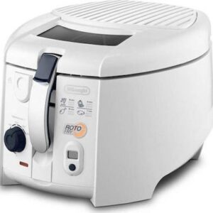 Φριτέζα Delonghi RotoFry F28533 με επικλινές περιστρεφόμενο καλάθι για χρήση μισής ποσότητας λαδιού μέχρι -50% . Διαθέτει αποσπώμενο καλάθι, χωρητικότητας 1 kg πατάτες & παράθυρο για να ελέγχετε την διαδικασία μαγειρέματος με κλειστό καπάκι .