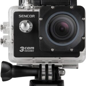 Action camera Sencor 3CAM με αδιάβροχη με διάφανη πλαστική θήκη, με ενσωματωμένο Wi-Fi για απομακρυσμένο έλεγχο ΑΡΡ και ανάλυση βίντεο: 1920 x 1080 ( 30fps,MOV ), 1280 x 720 ( 30fps,MOV ), 840 x 480 (30fps,MOV), 640 x 480 ( 30fps,MOV).