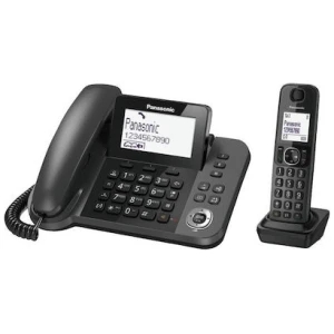 Το ασύρματο τηλέφωνο Panasonic KX-TGF310 μαύρο είναι ένα σετ τηλεφώνων, που αποτελείται από μία ενσύρματη σταθερή συσκευή και μία δεύτερη ασύρματη.