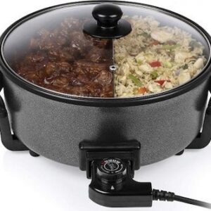 Teppanyaki με καπάκι Tristar PZ-9135 είναι ηλεκτρικό ταψί (Teppanyaki) με διαχωριστικό 2 θέσεων, αντικολλητική μαγειρική επιφάνεια, γυάλινο πυρίμαχο και άθραυστο καπάκι με βαλβίδα και με δύο μεγάλα χερούλια για εύκολη μεταφορά.