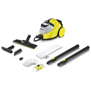 Ατμοκαθαριστής Karcher SC 5 EasyFix 1.512-530.0 με πίεση ατμού 4,2 bar και ατμοσίδερο. Περιλαμβάνει το ακροφύσιο δαπέδου EasyFix, τη λειτουργία VapoHydro, δοχείο νερού που ξαναγεμίζει άμεσα και ακροφύσιο δαπέδου.