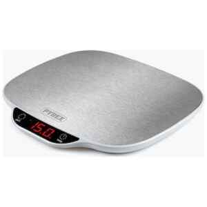 Ζυγαριά κουζίνας Pyrex XL SB-720 έχει ακριβή μέτρηση υλικών έως 15kgs, μεγάλη ανοξείδωτη επιφάνεια ζυγίσματος (28x26 εκ.) και την αναγνωρισμένη ποιότητα της Pyrex.