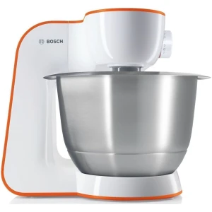 Κουζινομηχανή με κάδο Bosch MUM54I00 με διακόπτη 7 ταχυτήτων και πρακτική στάθμευση εξαρτημάτων για εύκολο γέμισμα του κάδου με υλικά.