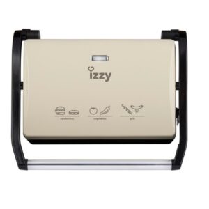 Τοστιέρα γκριλιέρα Izzy Panini 123 800 Watt με αντιθερμική λαβή,ρυθμιζόμενο ύψος πλακών για σάντουιτς κάθε μεγέθους και με αντικολλητικές πλάκες γκριλ για εύκολο καθαρισμό. Λυχνία λειτουργίας και επίτευξης θερμοκρασίας και αποθήκευση καλωδίου.