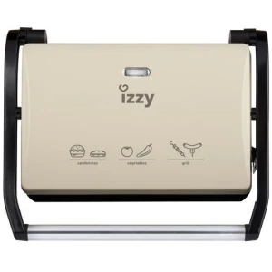 Τοστιέρα γκριλιέρα Izzy Panini 123 800 Watt με αντιθερμική λαβή,ρυθμιζόμενο ύψος πλακών για σάντουιτς κάθε μεγέθους και με αντικολλητικές πλάκες γκριλ για εύκολο καθαρισμό. Λυχνία λειτουργίας και επίτευξης θερμοκρασίας και αποθήκευση καλωδίου.