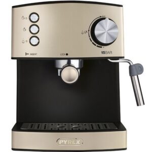 Μηχανή Espresso Pyrex SB-390 Gold για καφέ espresso με παροχή καφέ γίνεται με αλεσμένο espresso, στο μέγεθος κοπής που εσείς επιθυμείτε. Έτσι, εσείς καθορίζετε την ποσότητα του καφέ που τοποθετείται στο κλείστρο της ειδικά σχεδιασμένης χειρολαβής, και πατάτε το κουμπί της εκκίνησης, ώστε να ξεκινήσει η διαδικασία της εκχύλισης. Φυσικά, κάθε φορά που φτιάχνετε καφέ θα πρέπει να γίνεται και καθαρισμός του κλείστρου ώστε να είναι πάντα έτοιμο για την επόμενη χρήση.